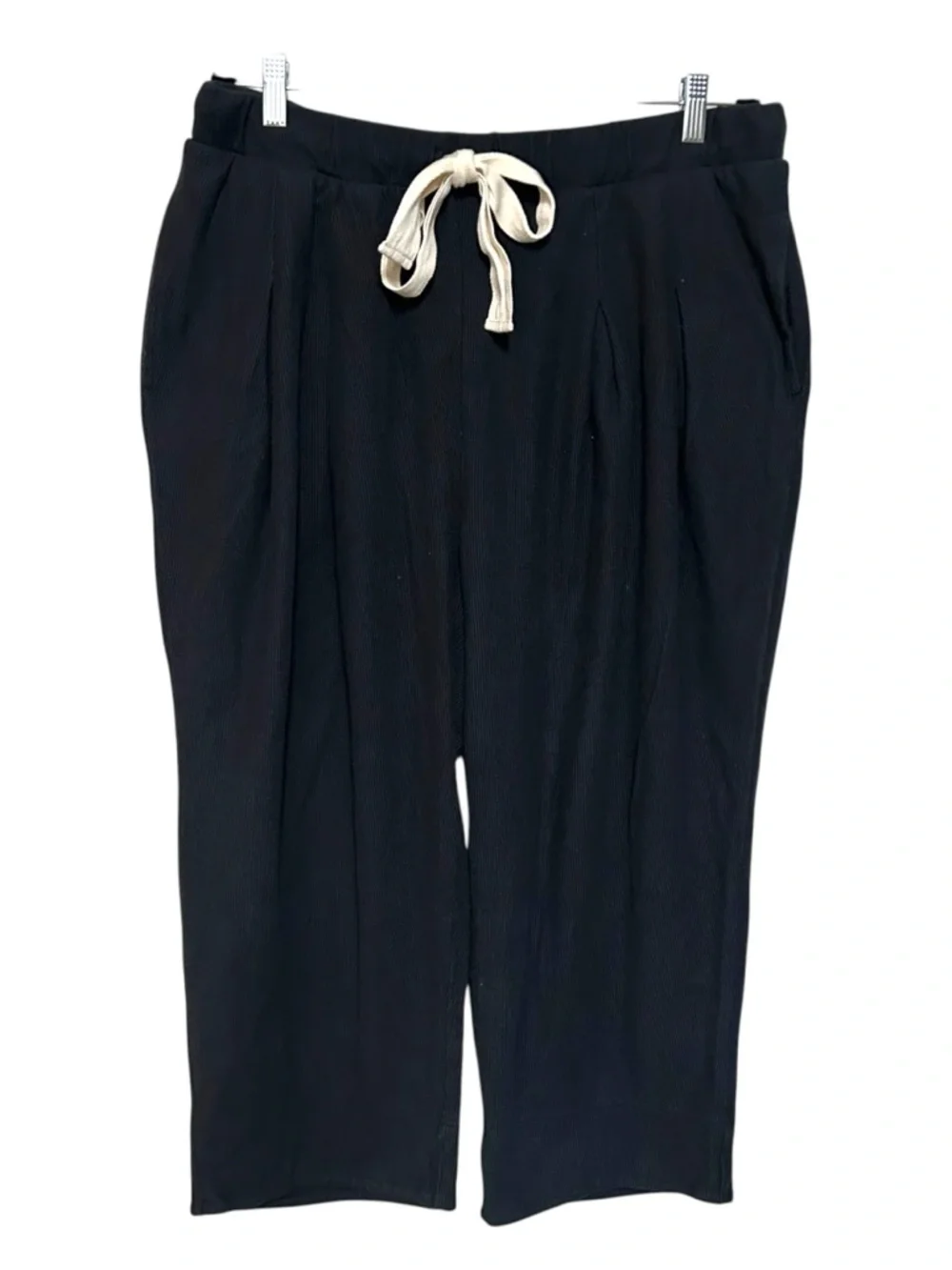 Free People Beach XL Day Tripper Ribbed Pleated Drawstring Pant wide leg cropped